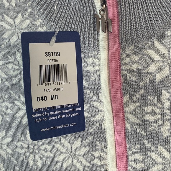 Meister Portia Ski Snowflake Sweater Gray Pearl White - Picture 13 of 16